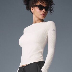 ALO Ribbed Sea Coast Long Sleeve - Ivory Size Medium
